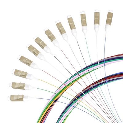 kopen Customized Lengths 12 Cores LC/APC Singlemode Fiber Optic Pigtail for FTTN Connection online vervaardiging