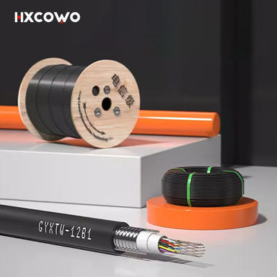kopen High Speed HXCOWO Aerial Single Mode GYXTW Outdoor 12Core G652D Tube HDPE Jacket Armoured Fiber Optical Cable online vervaardiging