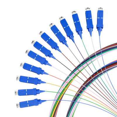 kopen G652D G657A Fiber Optic Pigtail 12 Color Loose Tube Tight Buffer SC UPC Pigtail online vervaardiging
