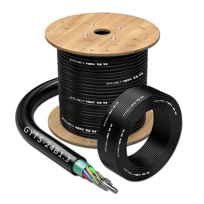 kopen Black G72B1.3 G652D 36B1.3 PE Outdoor Armored Fiber Optic Cable For Overhead Pipeline online vervaardiging